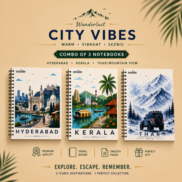 Scriptify CITY VIBES Premium 3-Notebook Combo  | A4 Size